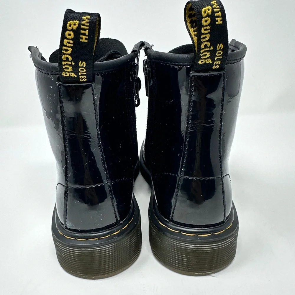 Dr Martens Black Patent Leather Lace-Up Boots with zipper size 3y